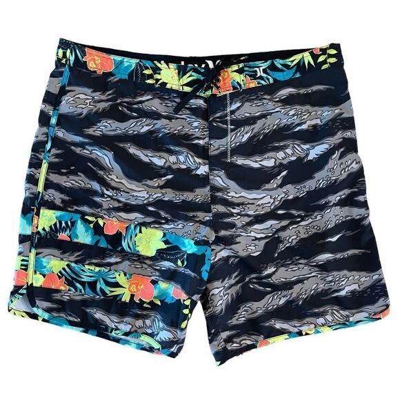 Hurley Mens Phantom Block Party Flammo Board Shorts Tropical Floral Size 40 - Picture 1 of 8